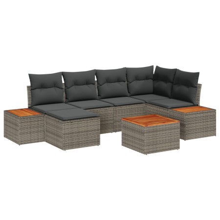 Juego de Sofá de Jardín de 7 Piezas con Cojines Gris Poliratán Acacia de , Sofás de exterior - Ref: Foro24-3348125, Precio: 4...