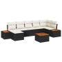 Conjunto de sofá de jardín de 8 piezas con cojines de ratán poliéster negro y acacia de , Sofás de exterior - Ref: Foro24-334...