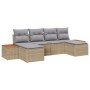 Juego de Sofás de Jardín de 6 Piezas con Cojines Beige Ratán Poliéster Acacia de , Sofás de exterior - Ref: Foro24-3348141, P...