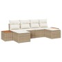 Conjunto de Sofás de Jardín de 6 Piezas con Cojines Beige de Poliratán Acacia de , Sofás de exterior - Ref: Foro24-3348142, P...