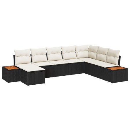 Conjunto de Sofá de Jardín de 8 Piezas con Cojines Negro Poliratán Acacia de , Sofás de exterior - Ref: Foro24-3348143, Preci...