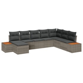 Conjunto de Sofá de 8 Piezas con Cojines Gris Ratán Poli Acacia de , Sofás de exterior - Ref: Foro24-3348145, Precio: 529,98 ...