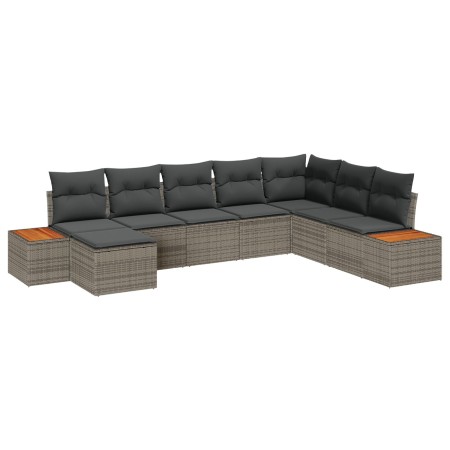 Conjunto de Sofá de 8 Piezas con Cojines Gris Ratán Poli Acacia de , Sofás de exterior - Ref: Foro24-3348145, Precio: 529,98 ...