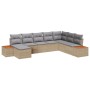 Set de Sofá de Jardín de 8 Piezas con Cojines Beige Ratán Poliéster Acacia de , Sofás de exterior - Ref: Foro24-3348146, Prec...
