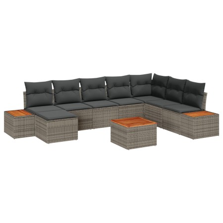 Conjunto de Sofá de Jardín de 9 piezas con Cojines Gris Poliratán Acacia de , Sofás de exterior - Ref: Foro24-3348150, Precio...
