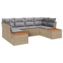 Conjunto de sofá de jardín de 6 piezas con cojines Beige Ratán Polivalente Acacia de , Sofás de exterior - Ref: Foro24-334815...
