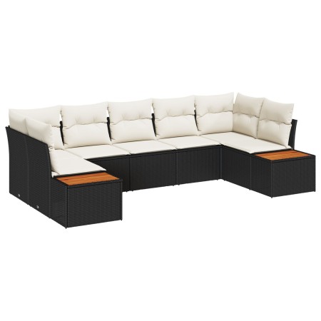 Juego de Sofás de Jardín de 7 Piezas con Cojines Negro Poliratán Acacia de , Sofás de exterior - Ref: Foro24-3348158, Precio:...