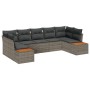 Conjunto de Sofá de Jardín de 7 Piezas con Cojines Gris Ratán Acacia de , Sofás de exterior - Ref: Foro24-3348160, Precio: 50...