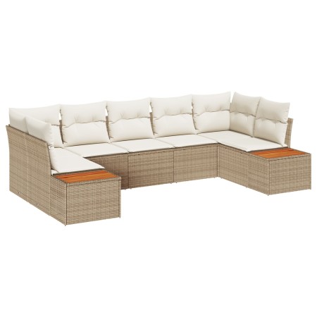 Juego de Sofá de Jardín de 7 Piezas con Cojines Beige Ratán Polietileno de , Sofás de exterior - Ref: Foro24-3348162, Precio:...