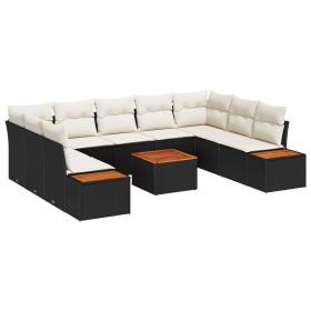 Conjunto de Sofás de Jardín de 10 Piezas con Cojines Negro Poliratán Acacia de , Sofás de exterior - Ref: Foro24-3348168, Pre...