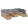 Conjunto de Sofá de Jardín de 10 Piezas con Cojines Beige Poliratán Acacia de , Sofás de exterior - Ref: Foro24-3348171, Prec...