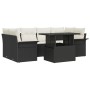 Set de Sofás de Jardín 7 Piezas con Cojines Negro Ratán Poliéster de , Sofás de exterior - Ref: Foro24-3348213, Precio: 489,7...