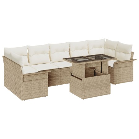 Conjunto de Sofás de Jardín de 8 Piezas con Cojines Beige de Ratán Poliéster de , Sofás de exterior - Ref: Foro24-3348237, Pr...