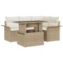 Conjunto de sofá de jardín de 5 piezas con cojines Beige Ratán poliéster de , Sofás de exterior - Ref: Foro24-3348277, Precio...