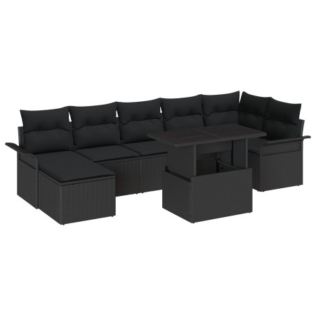 Conjunto de Sofá de Jardín de 8 Piezas con Cojines Negro Poliratán | Foro24.es | Tu tienda online para hogar, jardín y más Foro24.es