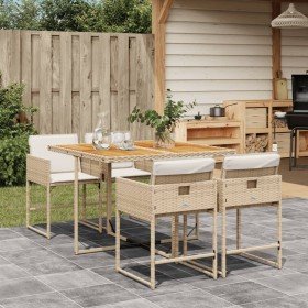 Set comedor de jardín 5 pzas con cojines ratán sintético beige en Conjuntos de jardín | Comprar online en Foru.es