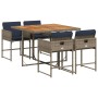 Set comedor de jardín 5 piezas con cojines ratán sintético gris en Conjuntos de jardín | Comprar online en Foru.es