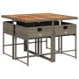 Set comedor de jardín 5 piezas con cojines ratán sintético gris en Conjuntos de jardín | Comprar online en Foru.es