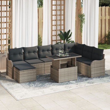 Conjunto de Sofás de Jardín de 9 Piezas con Cojines Gris Poliratán, Sofá de Jardín de 2 Plazas con Cojines Gris Poliratán | Foro24.es | Tu tienda online para hogar, jardín y más Foro24.es