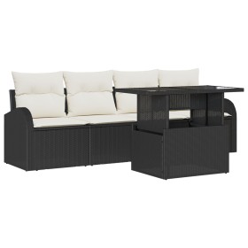 Juego de Sofá de Jardín de 5 Piezas con Cojines Negro Ratán Sintético de , Sofás de exterior - Ref: Foro24-3348543, Precio: 3...