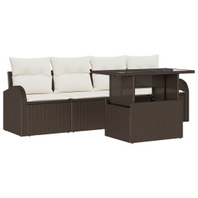 Juego de Sofás de Jardín de 5 Piezas con Cojines Marrón Ratán Sintético de , Sofás de exterior - Ref: Foro24-3348544, Precio:...