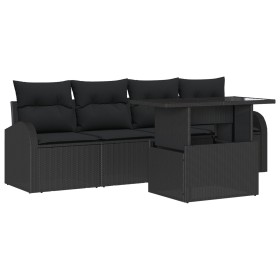 Juego de Sofá de Jardín de 5 Piezas con Cojines Negro Poliratán de , Sofás de exterior - Ref: Foro24-3348549, Precio: 360,20 ...