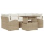 Set de Sofá de Jardín de 7 Piezas con Cojines Beige de Poliratán de , Sofás de exterior - Ref: Foro24-3348577, Precio: 530,97...