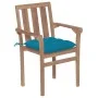 Sillas de jardín apilables 4 uds madera maciza teca con cojines de vidaXL, Sillas de jardín - Ref: Foro24-3073398, Precio: 50...