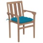 Sillas de jardín apilables 4 uds madera maciza teca con cojines de vidaXL, Sillas de jardín - Ref: Foro24-3073398, Precio: 51...