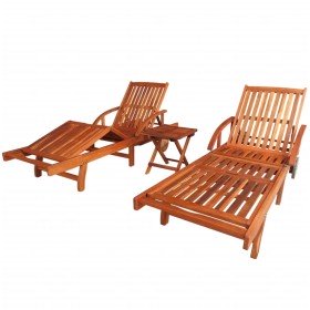 Tumbonas 2 unidades y mesita madera maciza de acacia en Tumbonas | Comprar online en Foru.es