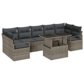 Conjunto de Sofás de Jardín de 8 piezas con Cojines Gris Ratán, Sofá de Jardín de 2 asientos con Cojines Gris Ratán de , Sofá...