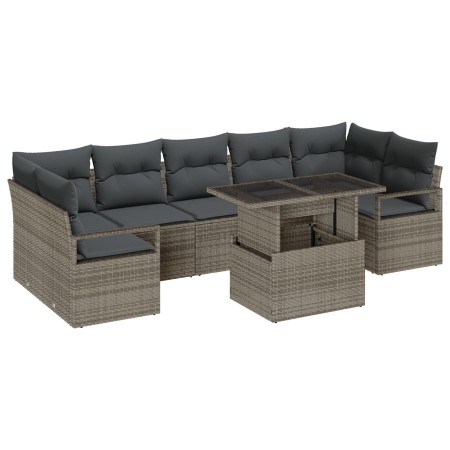 Conjunto de Sofás de Jardín de 8 piezas con Cojines Gris Ratán, Sofá de Jardín de 2 asientos con Cojines Gris Ratán de , Sofá...