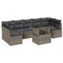 Conjunto de Sofás de Jardín de 8 piezas con Cojines Gris Ratán, Sofá de Jardín de 2 asientos con Cojines Gris Ratán de , Sofá...