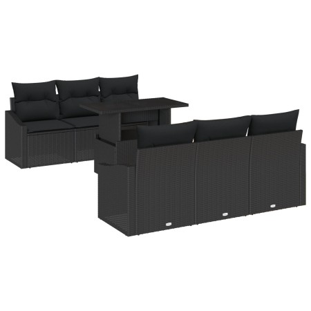 Juego de Sofá de Jardín de 7 Piezas con Cojines Negro Poliratán de , Sofás de exterior - Ref: Foro24-3348929, Precio: 527,40 ...