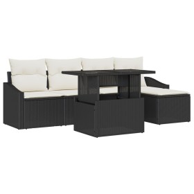 Set de sofá de jardín de 6 piezas con cojines de poliratán negro de , Sofás de exterior - Ref: Foro24-3348983, Precio: 390,98...