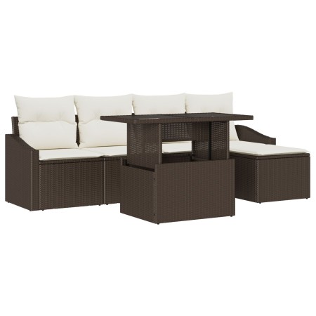 Conjunto de Sofá de Jardín de 6 Piezas con Cojines Ratán Marrón de , Sofás de exterior - Ref: Foro24-3348984, Precio: 401,70 ...