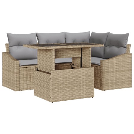 Juego de sofá de jardín de 5 piezas con cojines Beige de ratán polipropileno de , Sofás de exterior - Ref: Foro24-3348996, Pr...