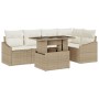Juego de sofá de jardín de 6 piezas con cojines beige de ratán sintético de , Sofás de exterior - Ref: Foro24-3349007, Precio...
