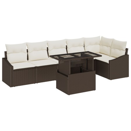 Set de sofá de jardín de 7 piezas con cojines marrón poliratán de , Sofás de exterior - Ref: Foro24-3349014, Precio: 523,01 €...