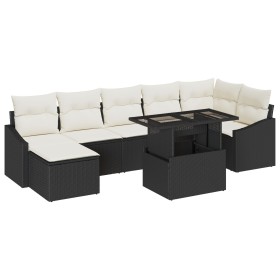 Set de Sofás de Jardín de 8 Piezas con Cojines de Ratán Sintético Negro de , Sofás de exterior - Ref: Foro24-3349043, Precio:...