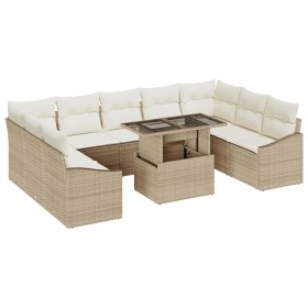 Conjunto de Sofás de Jardín de 10 Piezas con Cojines Beige Poliratán de , Sofás de exterior - Ref: Foro24-3349067, Precio: 69...