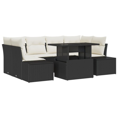 Conjunto de Sofá de 7 Piezas con Cojines Ratán Negro de , Sofás de exterior - Ref: Foro24-3349113, Precio: 503,61 €, Descuent...