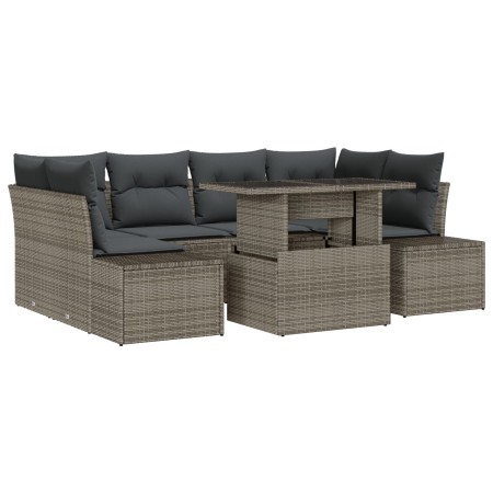 Conjunto de Sofá de Jardín de 7 Piezas con Cojines Gris Poliratán de , Sofás de exterior - Ref: Foro24-3349115, Precio: 506,3...