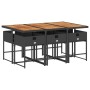 Set de comedor de jardín 7 pzas y cojines ratán sintético negro en Conjuntos de jardín | Comprar online en Foru.es
