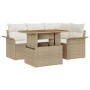 Juego de comedor de jardín de 5 piezas con cojines Beige Polirratán Acacia de , Sofás de exterior - Ref: Foro24-3349329, Prec...