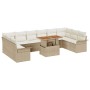 Conjunto de Comedor de Jardín de 11 Piezas con Cojines Ratán Beige Acacia de , Sofás de exterior - Ref: Foro24-3349385, Preci...