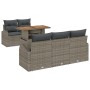 Conjunto de Comedor de Jardín de 6 Piezas con Cojines Gris Ratan Poliéster y Acacia de , Sofás de exterior - Ref: Foro24-3349...