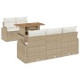 Conjunto de Comedor de Jardín de 6 Piezas con Cojines Beige Ratán Poli Acacia de , Sofás de exterior - Ref: Foro24-3349525, P...