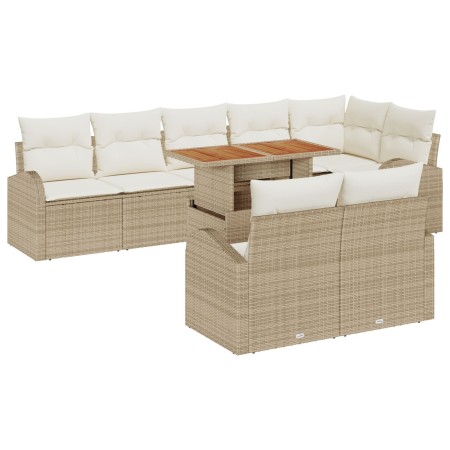 Juego de Comedor para Jardín de 9 Piezas con Cojines Beige Poliratán Acacia de , Sofás de exterior - Ref: Foro24-3349602, Pre...