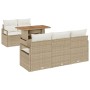 Juego de sofá de jardín de 6 piezas con cojines Beige Poliratán Acacia,  Sofá de jardín de 2 plazas con cojines Beige Poliratán | Foro24.es | Tu tienda online para hogar, jardín y más Foro24.es